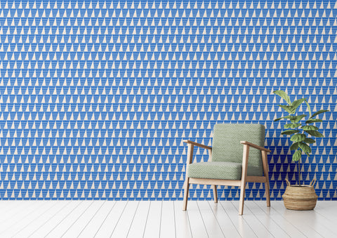 Triangles Wallpaper - Cornflower Reverse