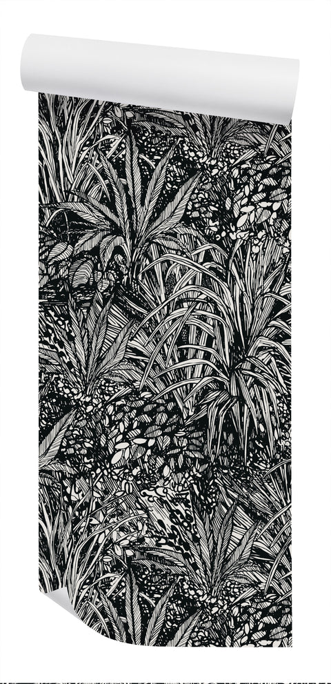 Jungle Wallpaper - Black/Steam