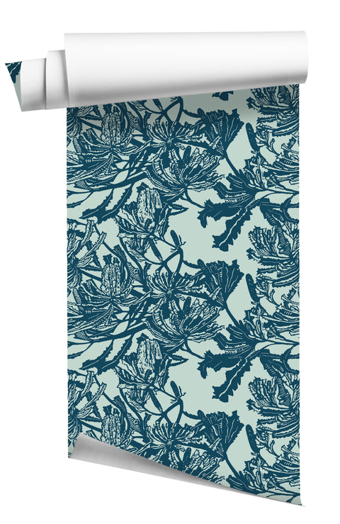 Banksia Wallpaper - Mediterranean/ Mint