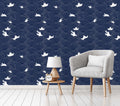 The Waves Wallpaper - Pumice/Denim