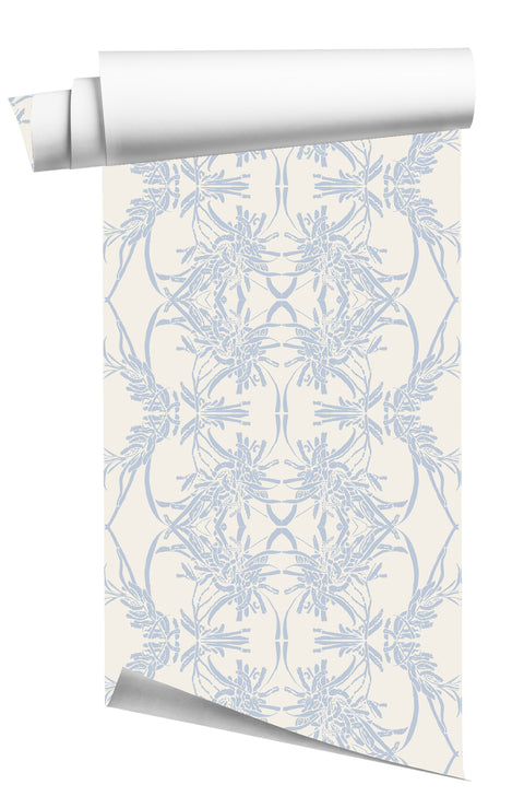 Classic Wattle Wallpaper - Pearl/Powder Blue