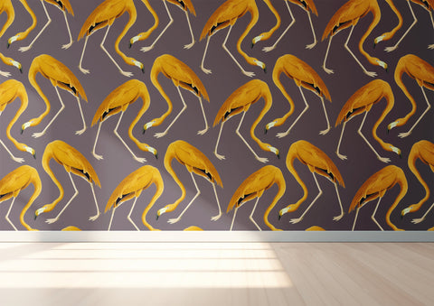 Flamingos Wallpaper - Golden