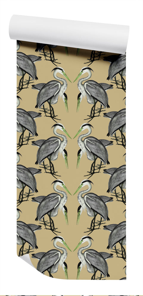 Herons Wallpaper - Custard